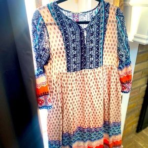 Cute knee length boutique Bohemian dress, size L but more like a M